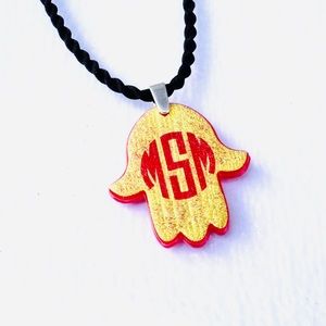 Personalized monogram hamsa necklace